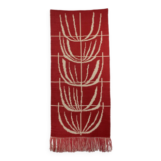 Tapisserie murale en laine rouge à motifs abstraits de la nature 72 x 180 cm