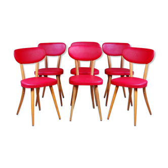 Lot 6 chairs Baumann banana 1958-1962