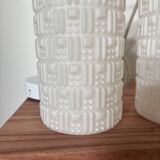 Set of three white Scandinavian opaline pendant lights