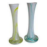 Duo of makora blown glass soliflores (krosno, poland) 1970s