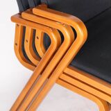 Set of 8 wooden and fabric chairs