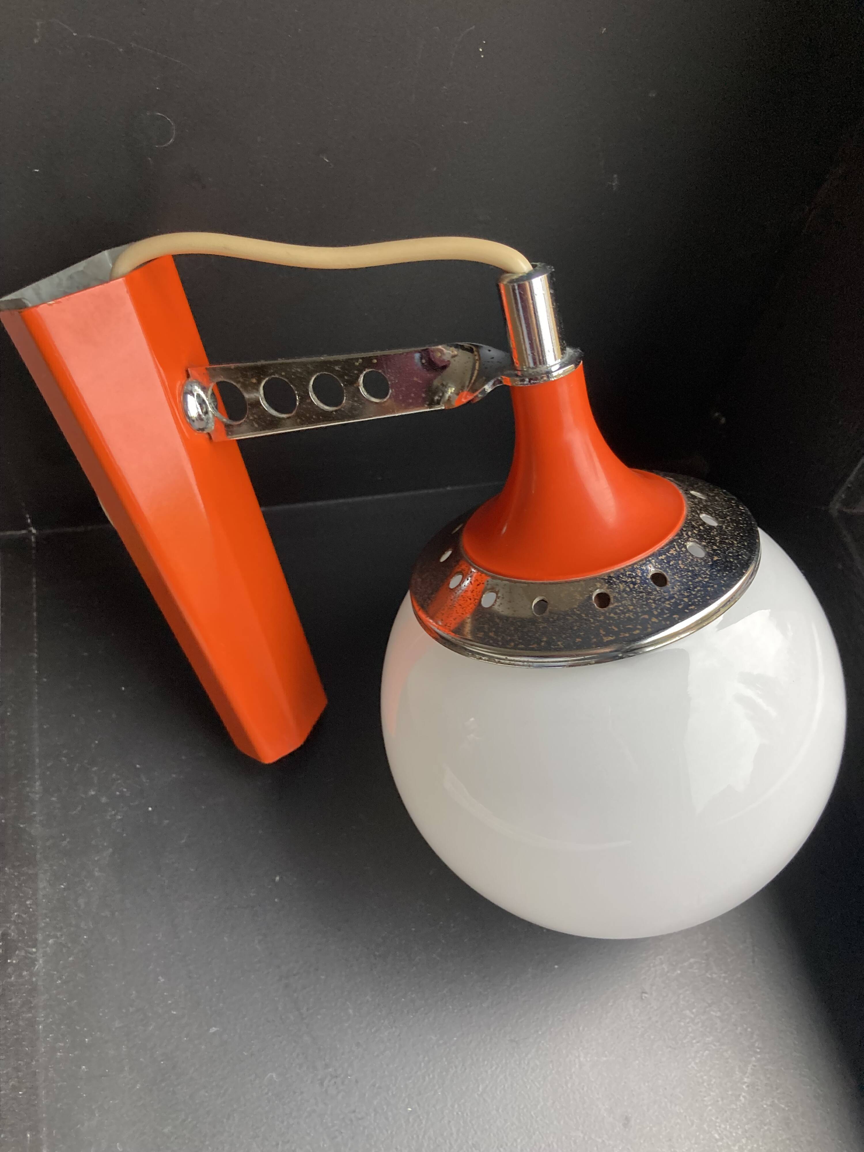 Set of two vintage orange wall lights from the 70s