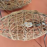 Pair of vintage rattan lamp