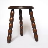Turned wood tripod stool