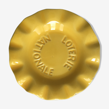 Yellow National Lottery ceramic ashtray