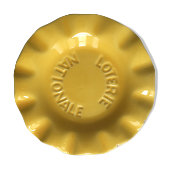 Yellow National Lottery ceramic ashtray