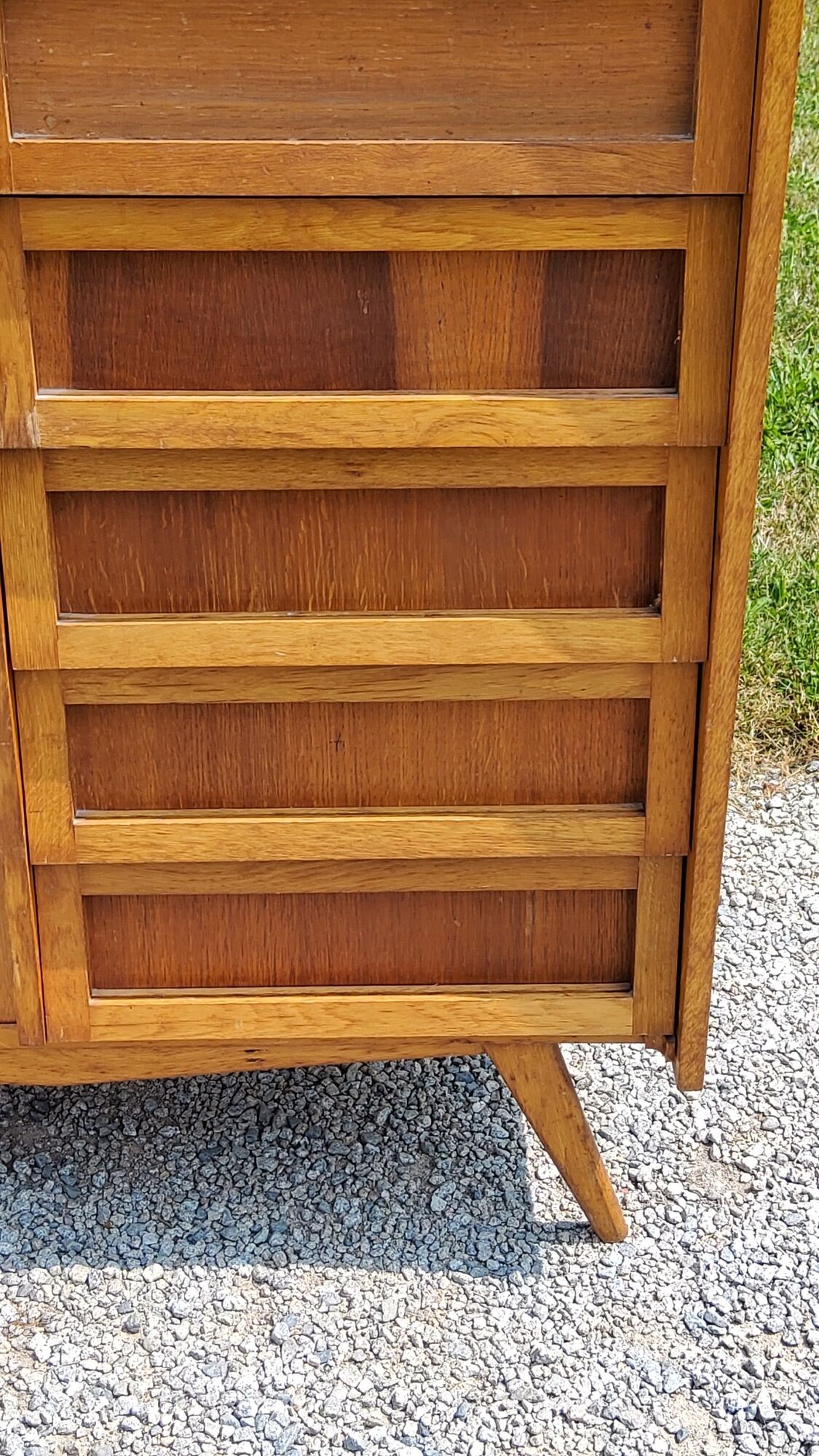 Vintage Golden Blond Oak Chest of drawers Feet Compass 6 Drawers 1 Door 50s