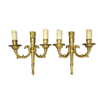 Pair of wall lamps, quivers and eagle heads, Louis XVI style - Petitot