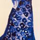 Monochrome indigo watercolour portrait of a woman "the indigo dress"