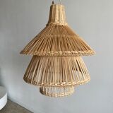 Rattan pendant lamp or light in the shape of an Asian lantern