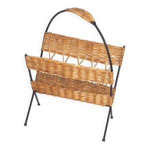 Porte revue fer et rotin