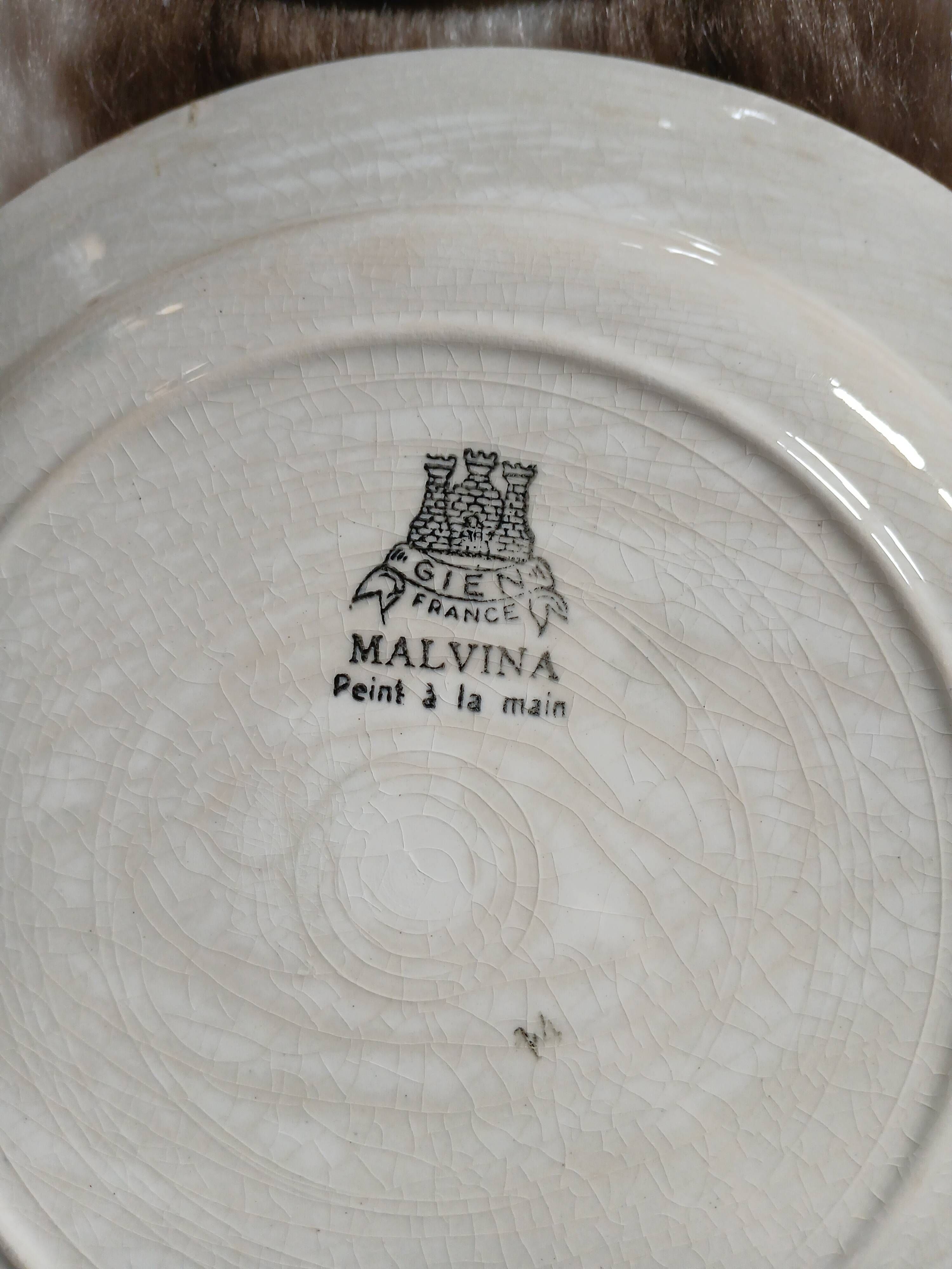 10 assiettes plates anciennes de Gien 