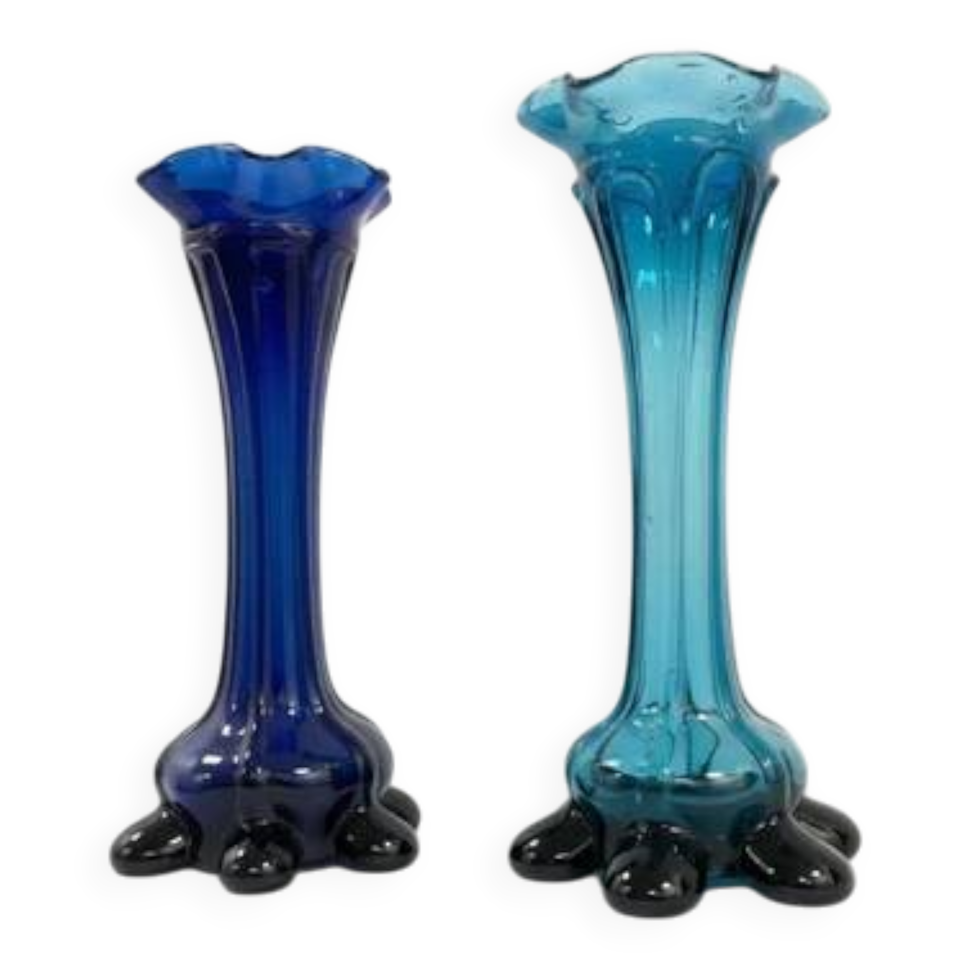 Retro blue vases, Czechoslovakia, 1960s (set of 2)
