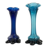 Vases bleus rétro, Tchécoslovaquie, années 1960 (lot de 2)