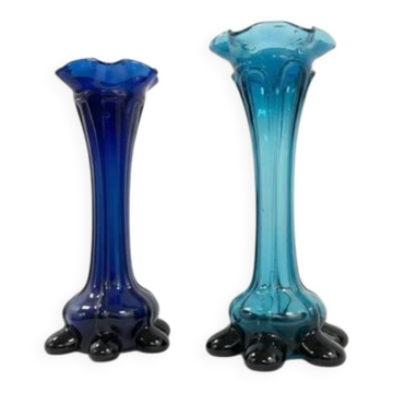 Retro blue vases, Czechoslovakia, 1960s (set of 2)