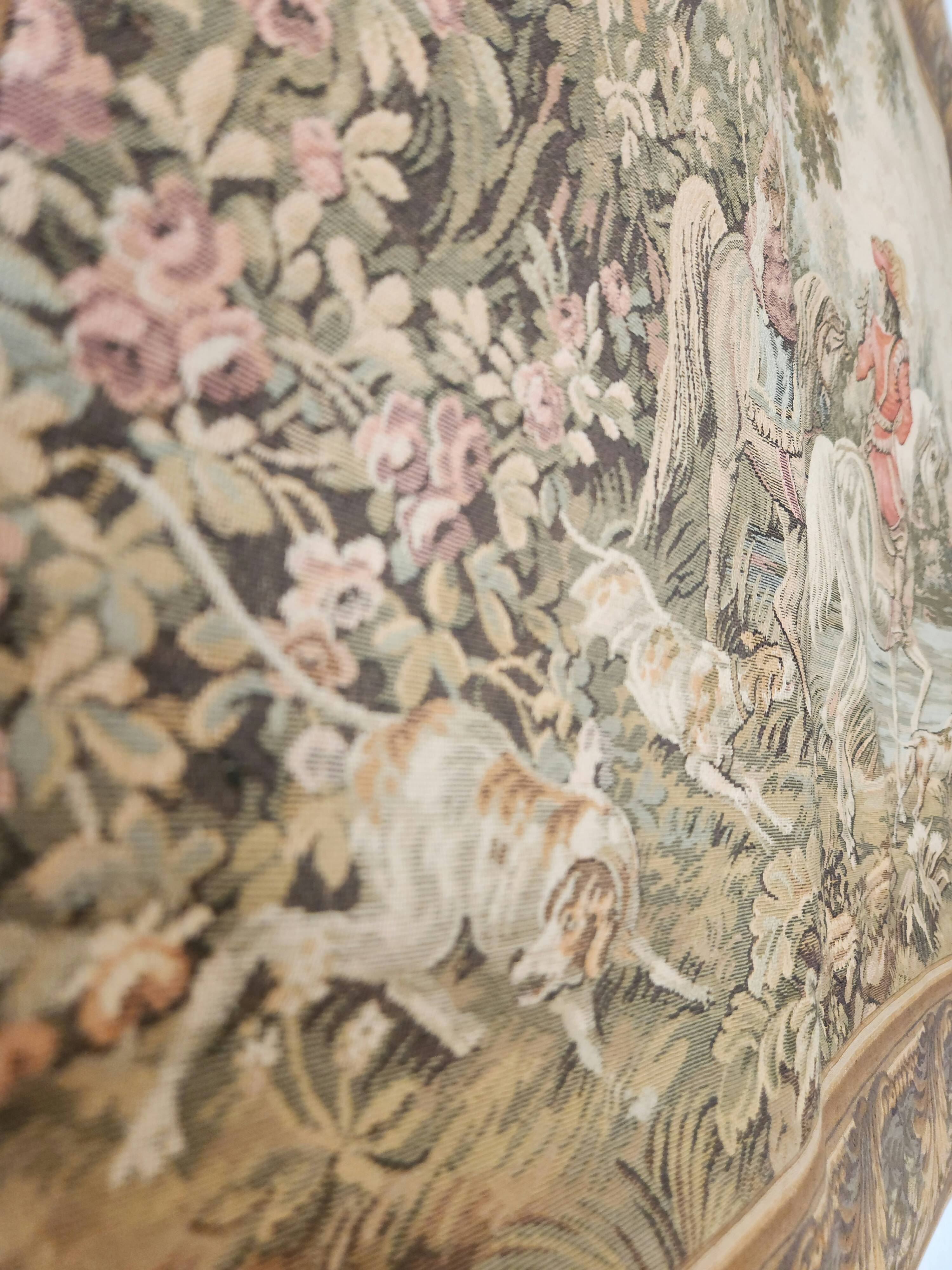 Tapestry Gobelin Hunting Landscape Rococo Jacquard Aubusson Style