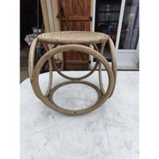 Pouf 1900 bois courbé hêtre et cannage
