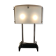 70's design lamp. Chrome with white and smoked grey Plexiglas.