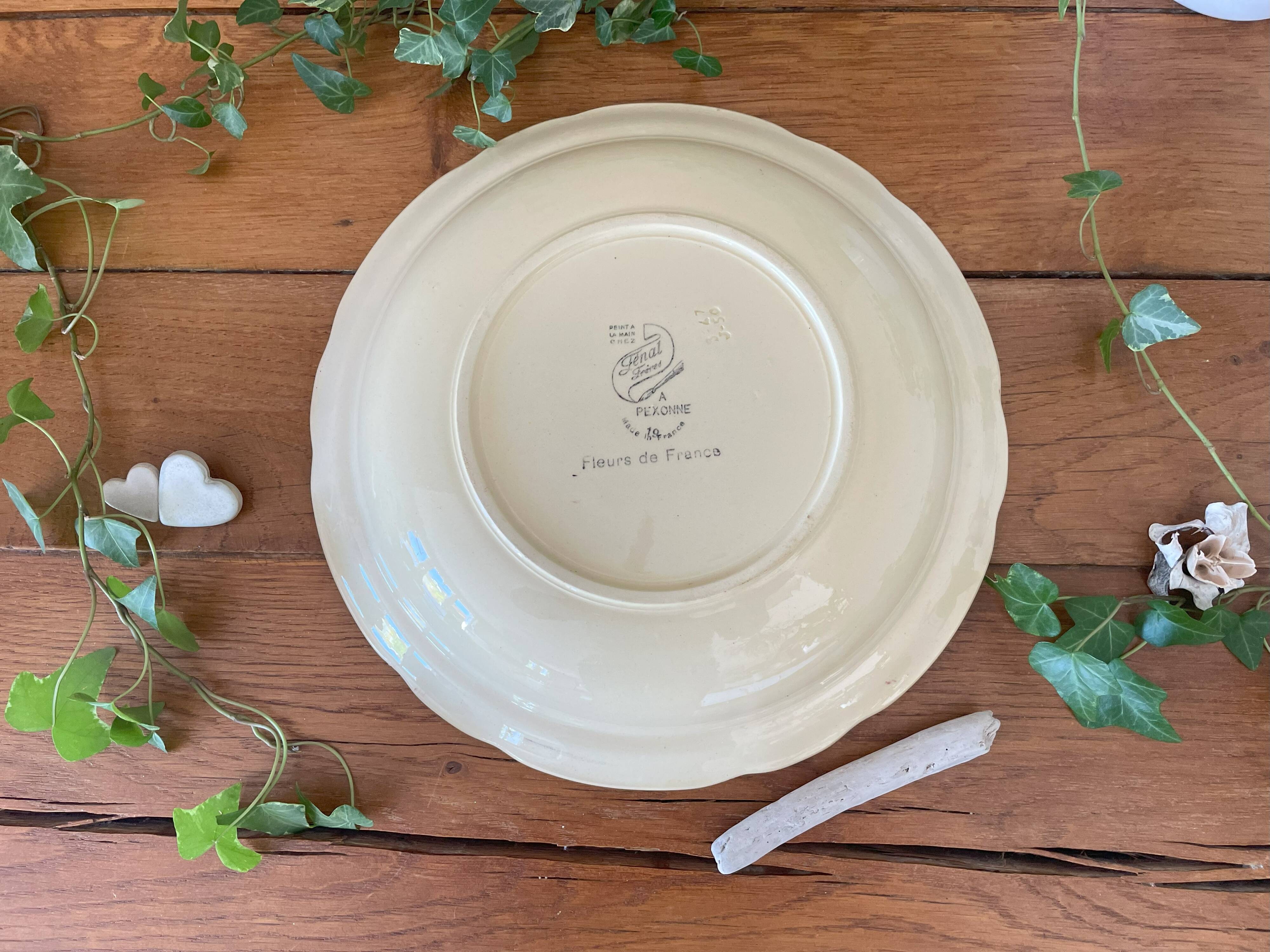 Antique earthenware salad bowl from pexonne (lorraine)