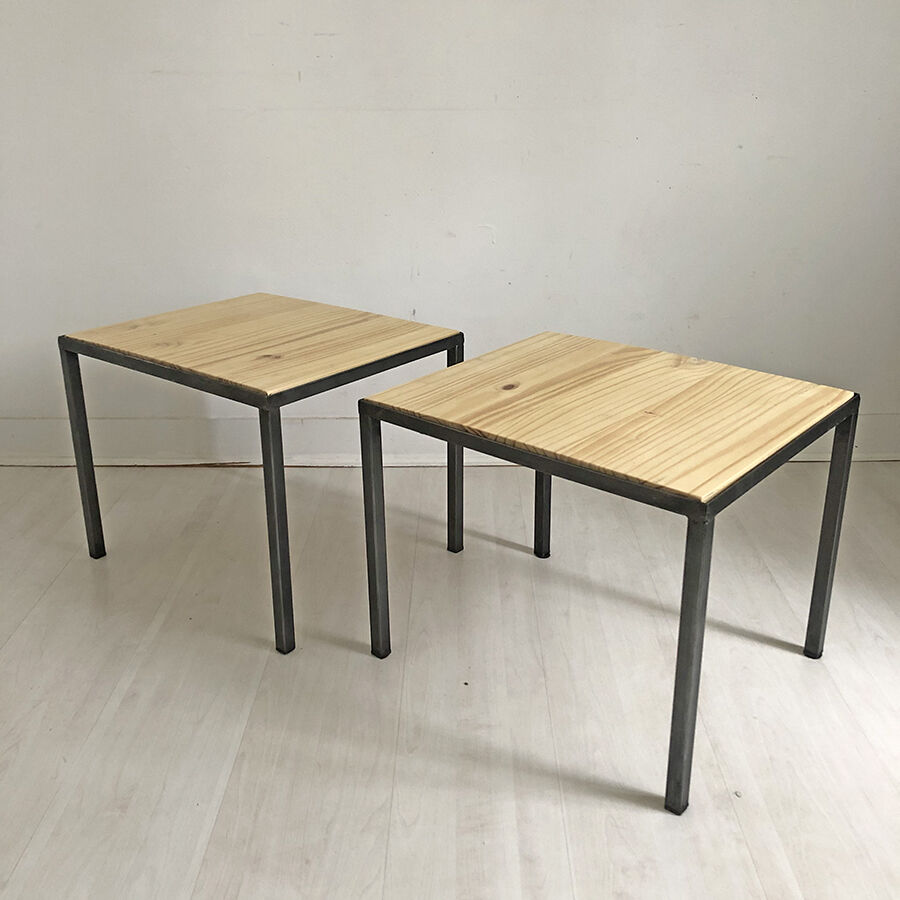 Pair of vintage industrial bedside