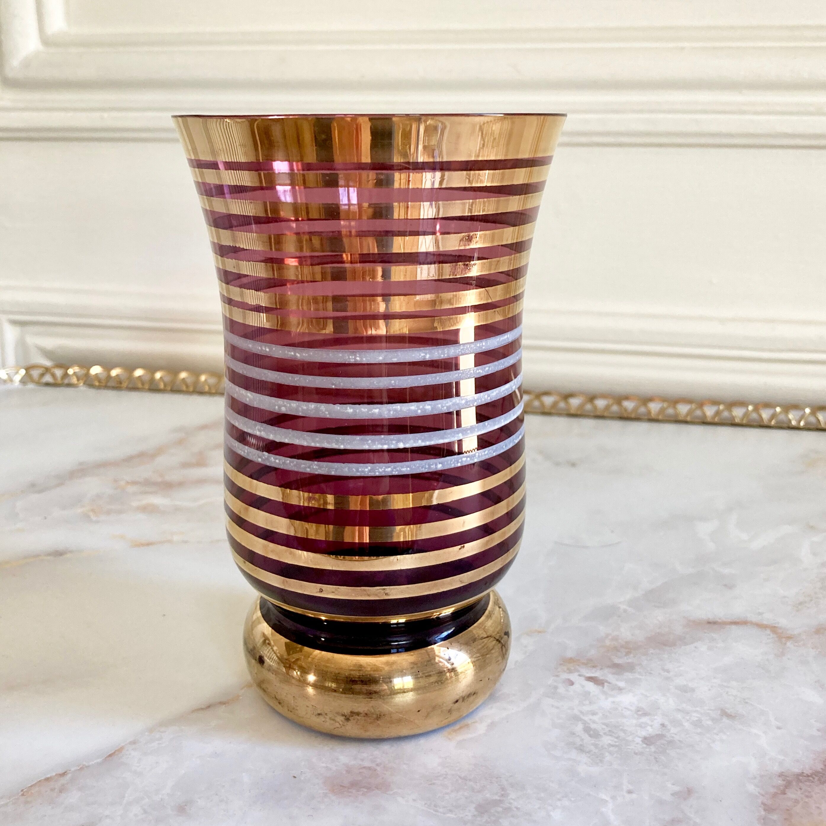 Vase Art deco decoration bayadère gold