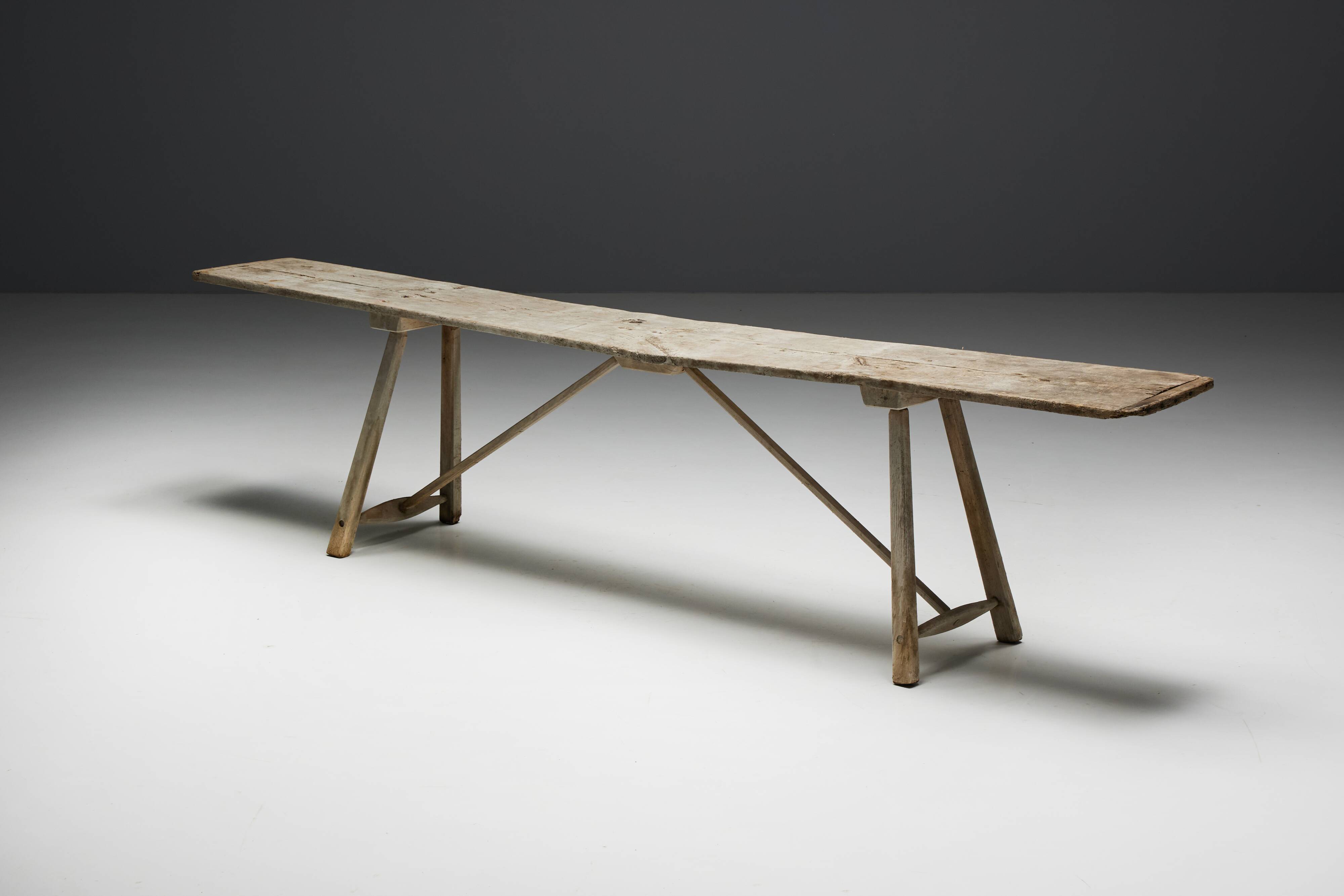 Console à tréteaux Wabi Sabi, France, XIXe siècle