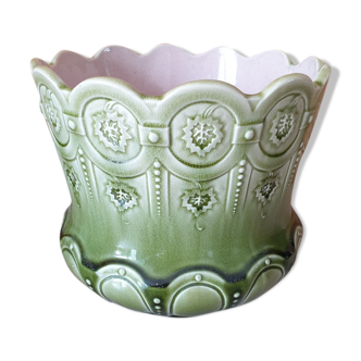 Cache pot en barbotine Gustave De Bruyn 1838-1916 - Manufacture de Fives Lille - Début du XXème