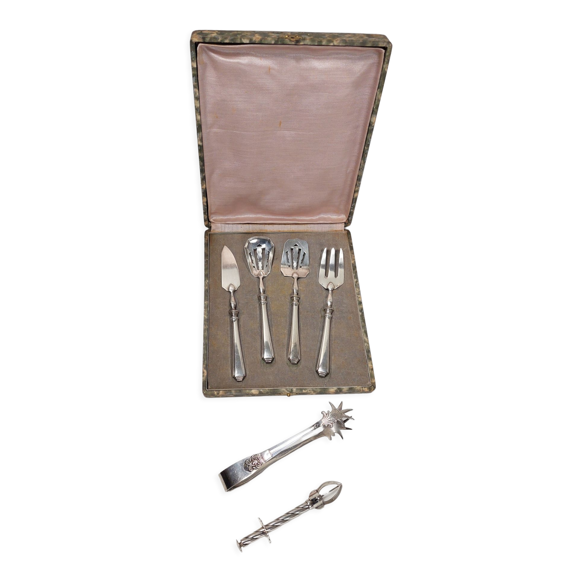 Set of dessert cutlery + 2 sugar tongs