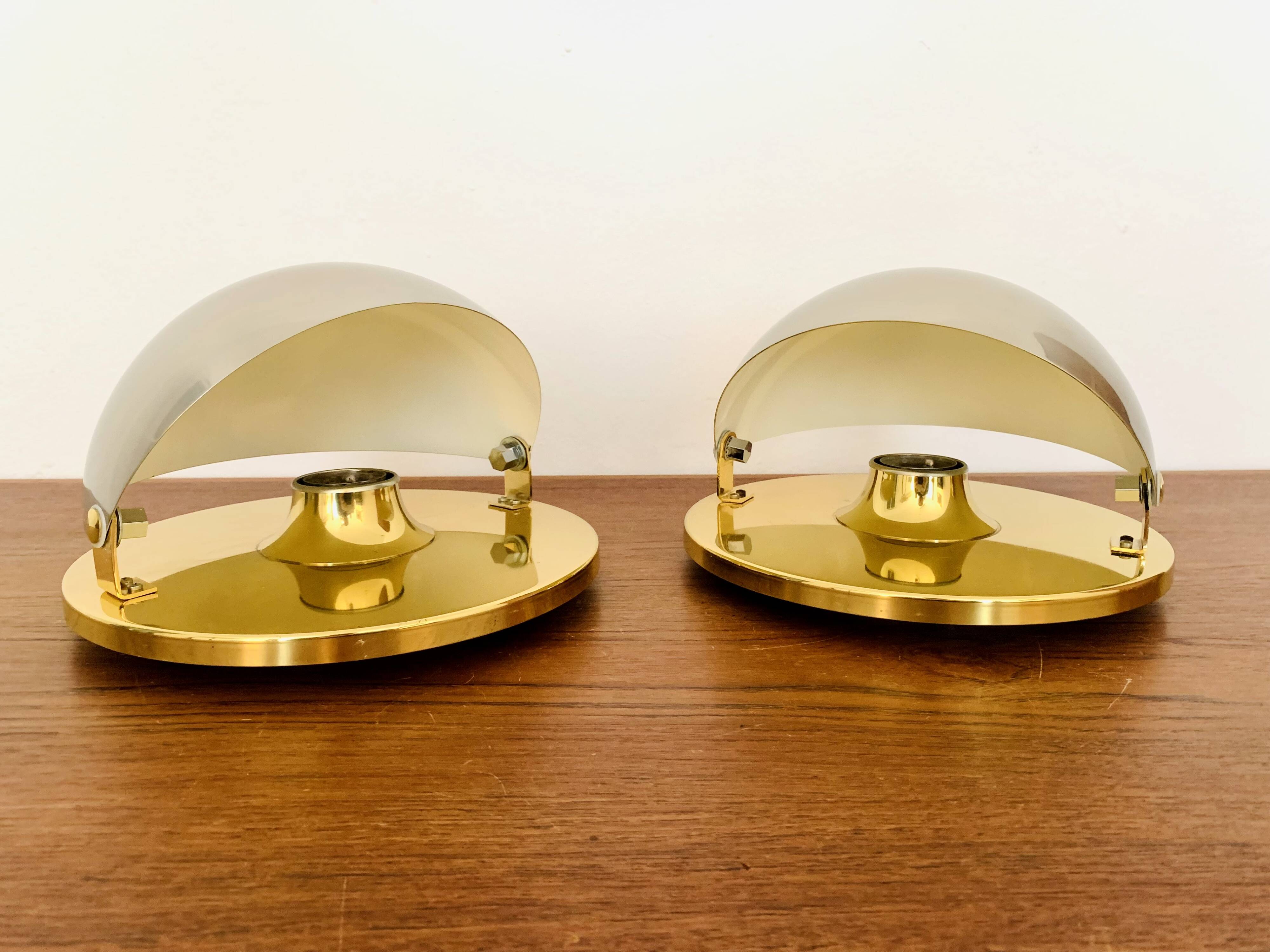 Set of 2 1970s Bicolor Space Age Wall Lamps by Sölken