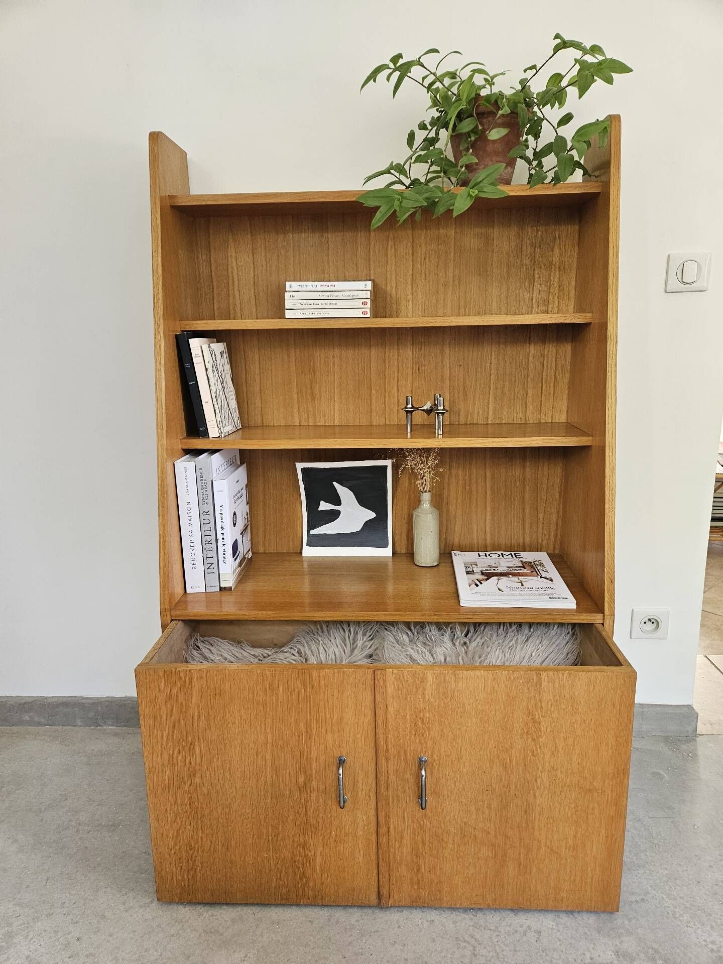 Bibus library chest wooden golden oak vintage 50s 60s 70s