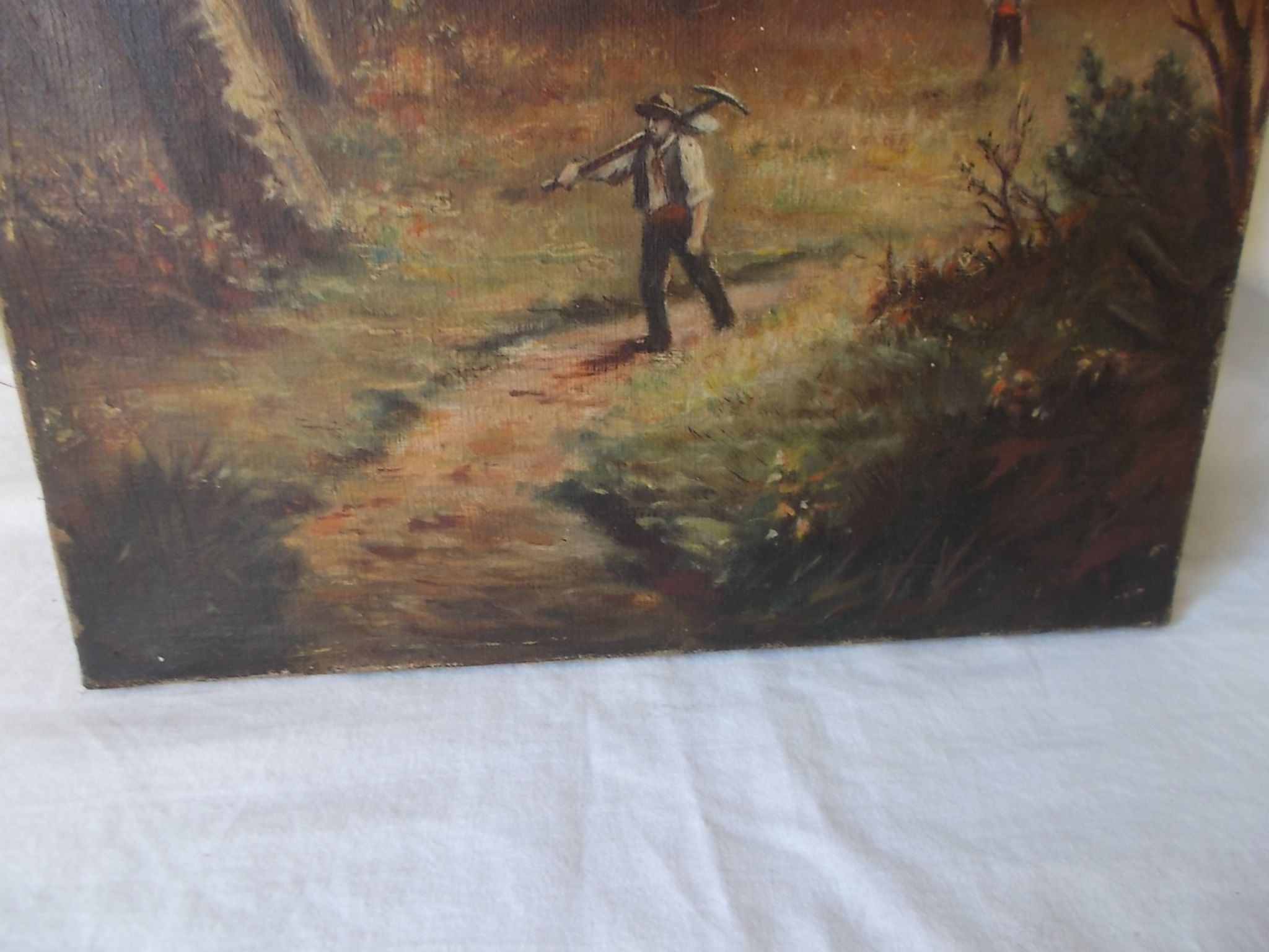 Pair of antique paintings "landscape oil on canvas"