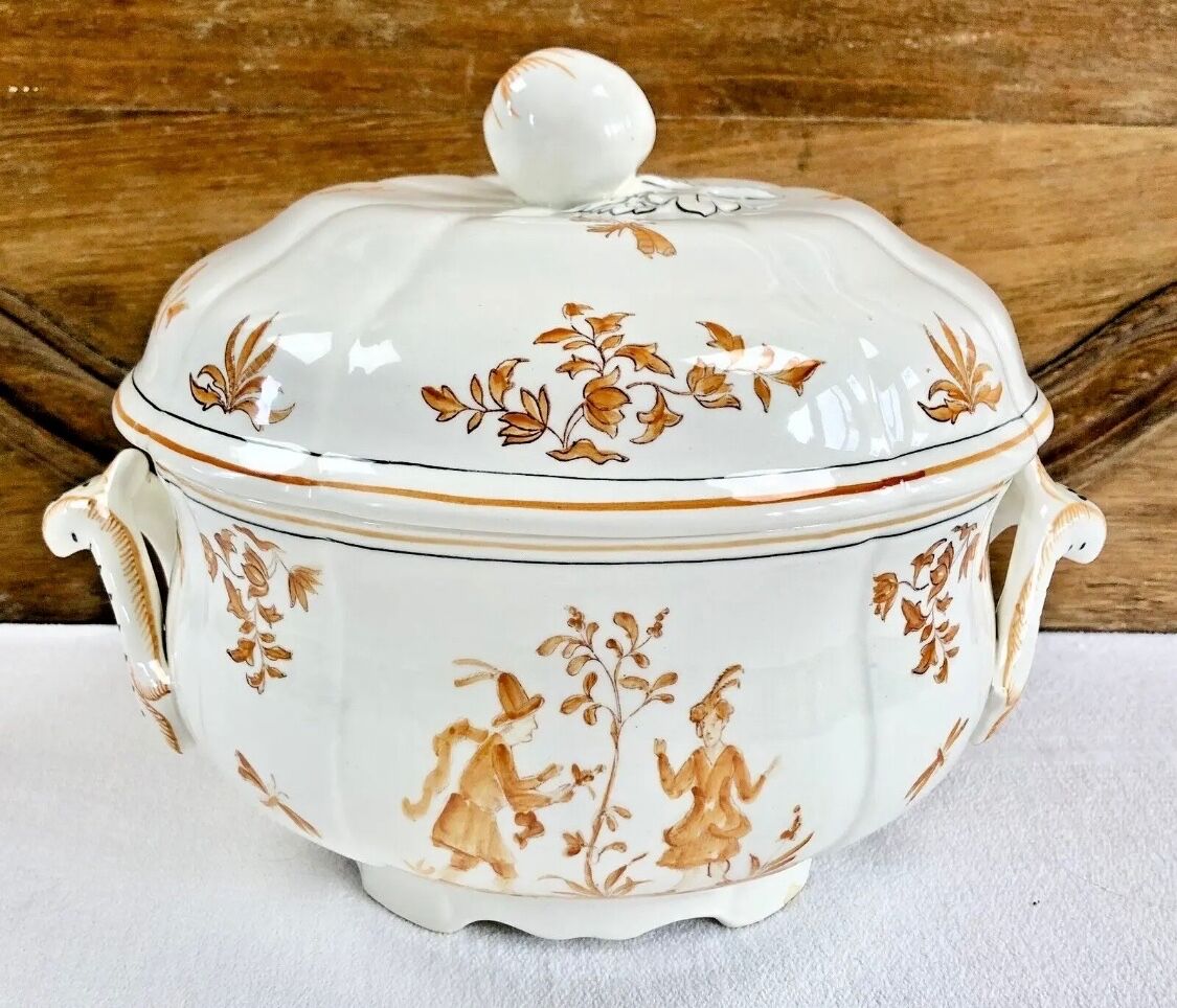 Ancienne soupière légumier Longchamp décor Moustiers  Olérys