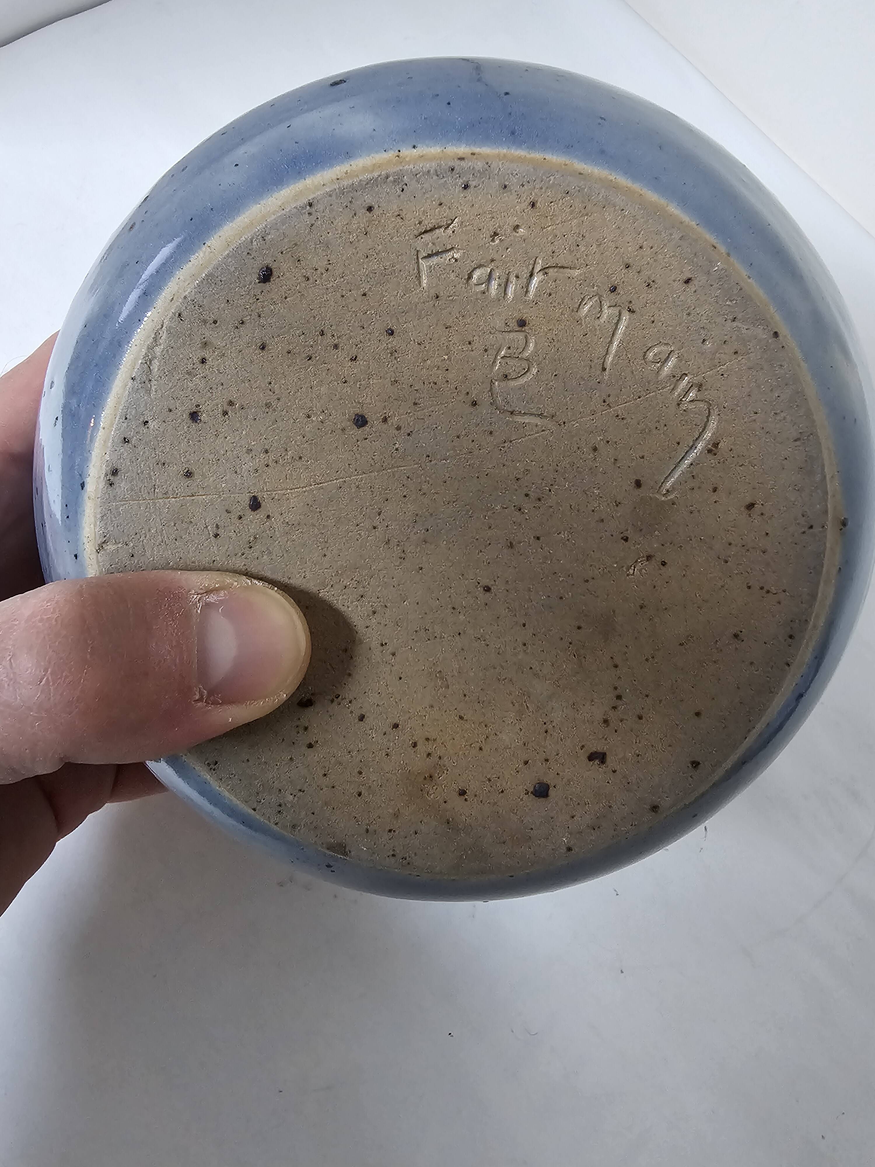 Glazed ceramic ball vase soliflore signed with monogram BL.
