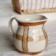 Vintage ceramic jug in glazed beige and brown, hand-painted – Decor