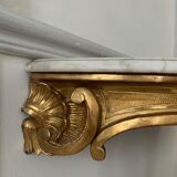 Console style louis xv, bois dorée et marbre, xixème siècle