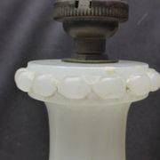 Antique lamp foot in alabaster marble torso belly, pearl rows