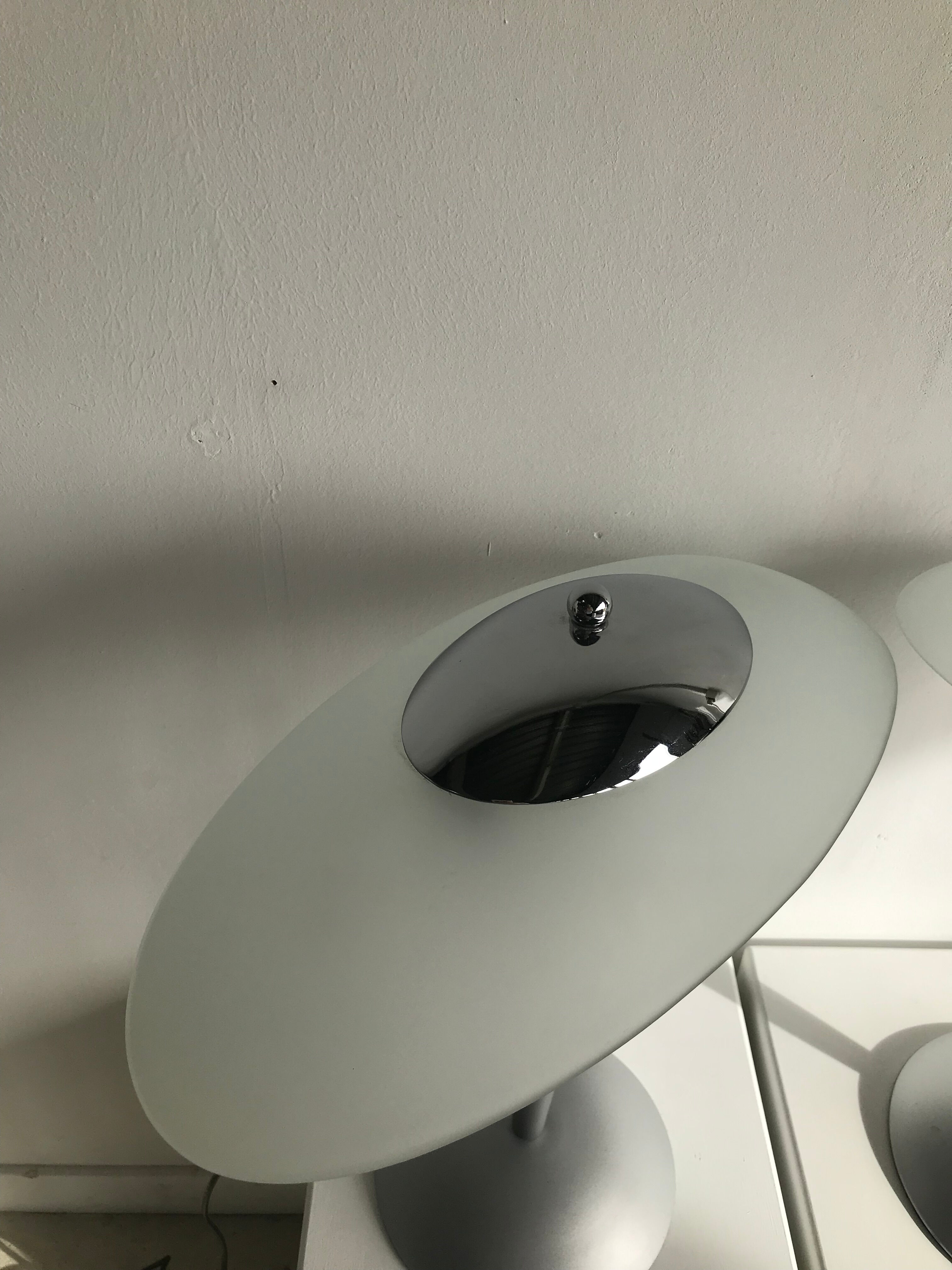 Gray lamp with oval frosted glass lampshade