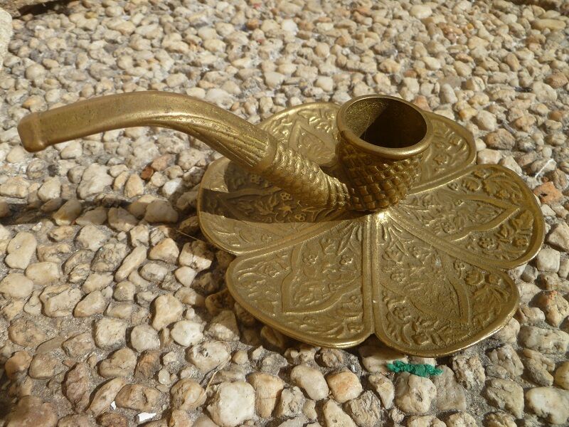 Brass pipe candlestick