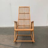 Mid-century German rattan rocking chair from Deutschen Werkstätten Hellerau, 1960s.