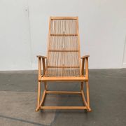 Mid-century German rattan rocking chair from Deutschen Werkstätten Hellerau, 1960s.
