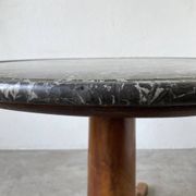 Guéridon Empire noyer et marbre fin XIXème