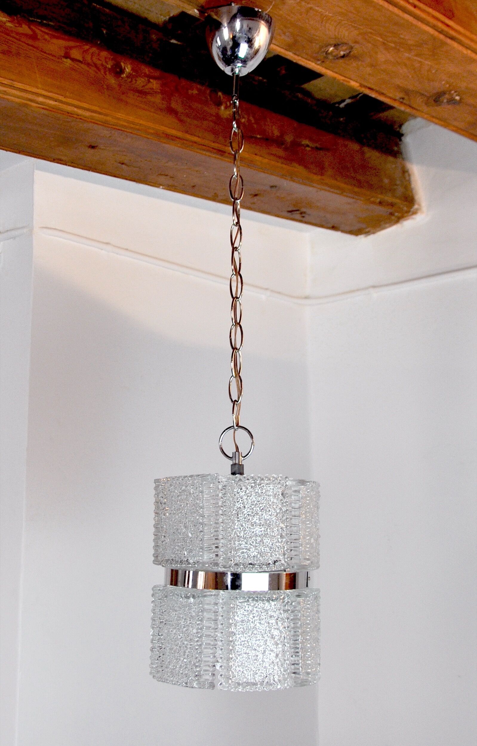 Chandelier by Kaiser Leuchten in frosted glass Germany 1960