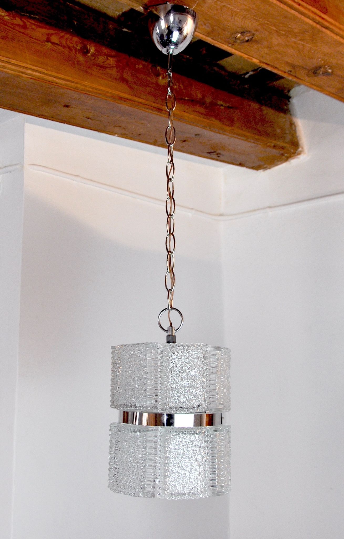 Chandelier by Kaiser Leuchten in frosted glass Germany 1960
