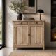 Antique patinated Parisian buffet with shell handles.