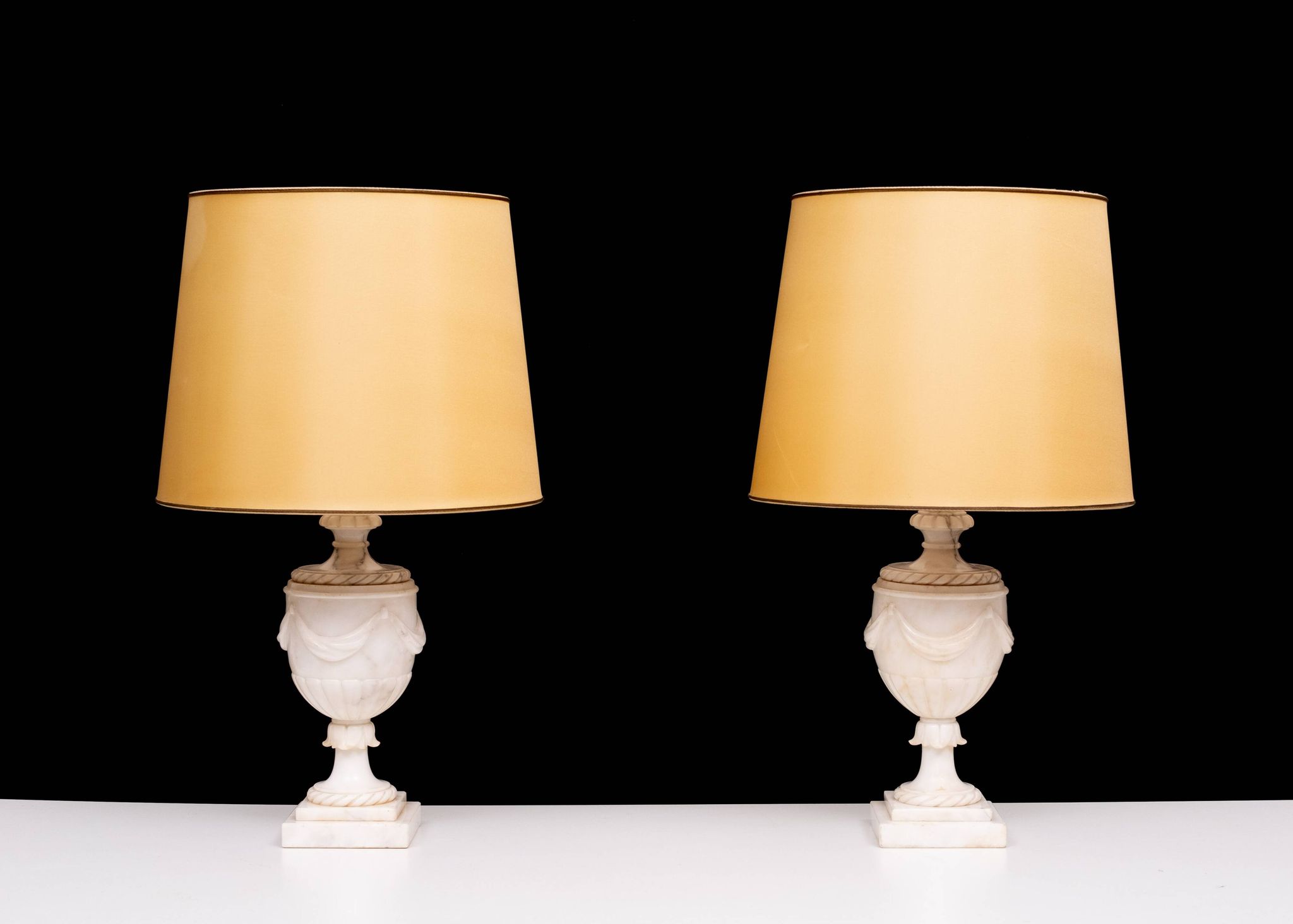 pair Classical Greek Alabaster Table lamps 1950s Italy