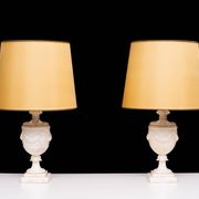 pair Classical Greek Alabaster Table lamps 1950s Italy