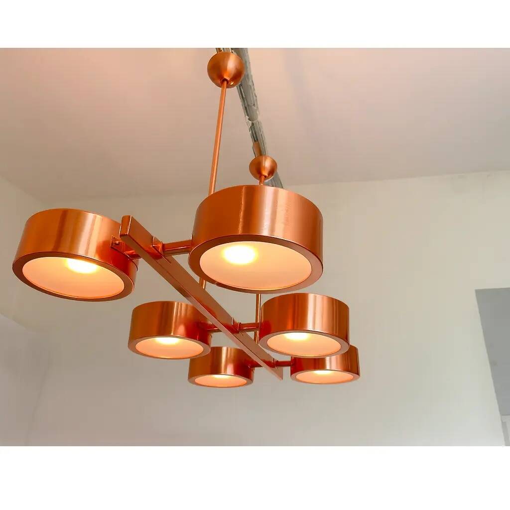 Rectangular Polished Copper Chandelier Italian Chandelier by SimoEng
