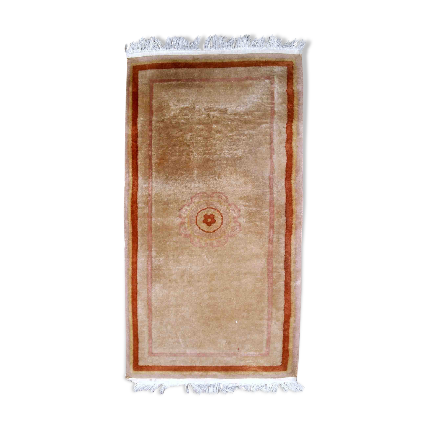 Handmade Chinese vintage carpet 64cm x 128cm 1970s