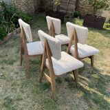 Set of 4 minimalist oak chairs from the 50s