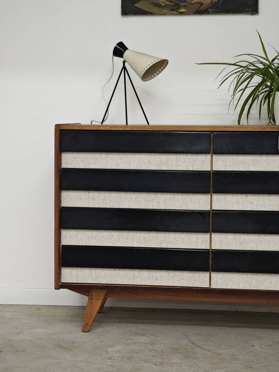 Wooden commode U 453 black and white by Jiri Jiroutek for Intérier Praha